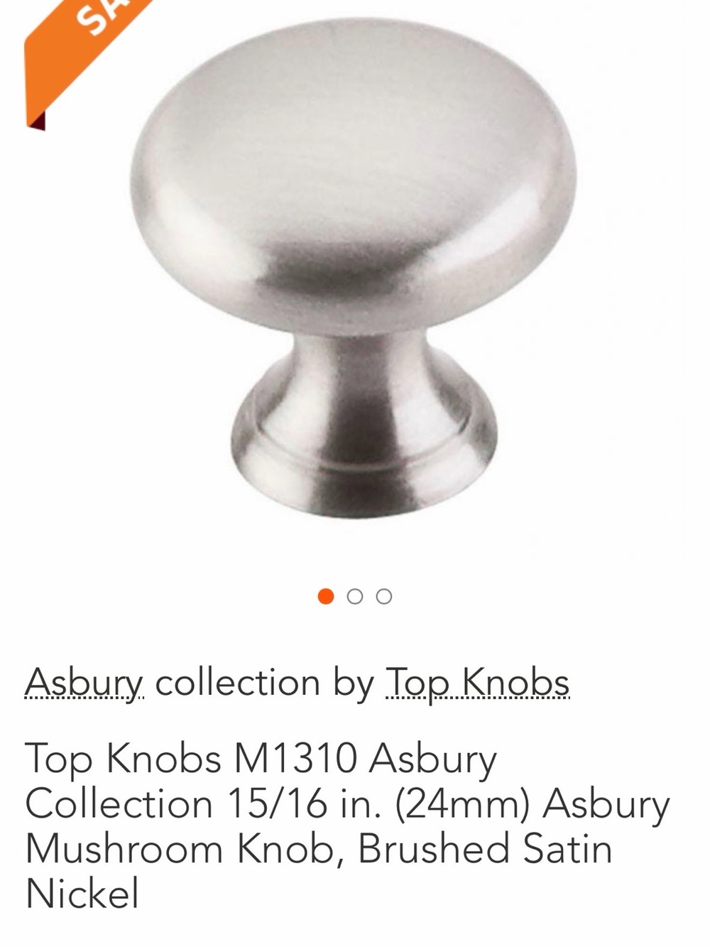 NEW Top Knobs Asbury Brushed Satin Nickel 3/4” Mushroom Cabinet Knob. Quan 38